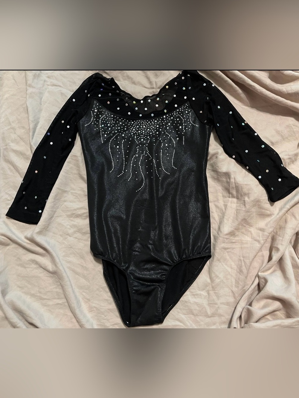 Black Sparkle Girls' Dance/Leotard Costume with Rhinestones Size 10 A